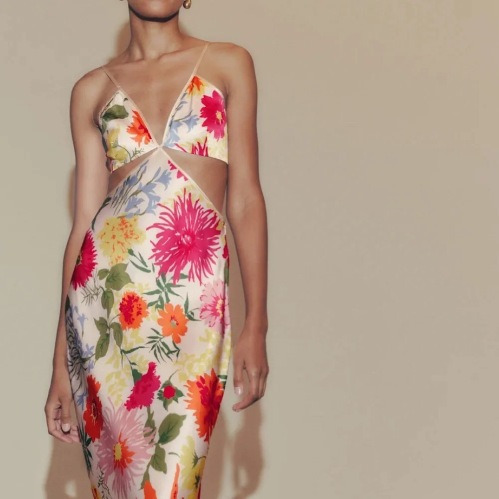Reformation Poppies Silk Dress Multi - Size 8 - Picture 4 of 5